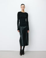 Second-skin crew-neck top noir Alkias