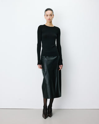 Second-skin crew-neck top noir Alkias