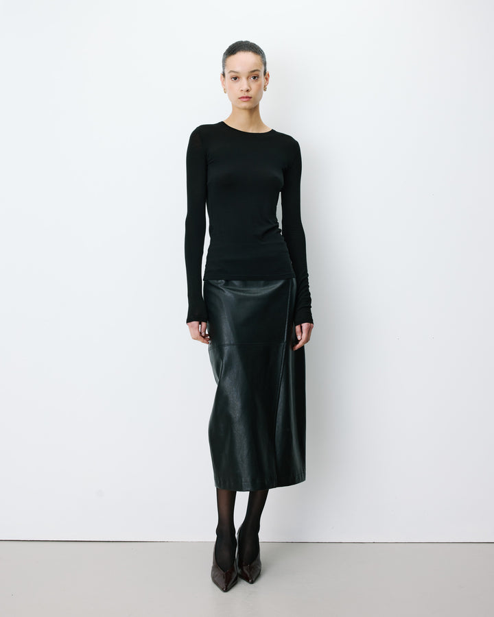 Second-skin crew-neck top noir Alkias