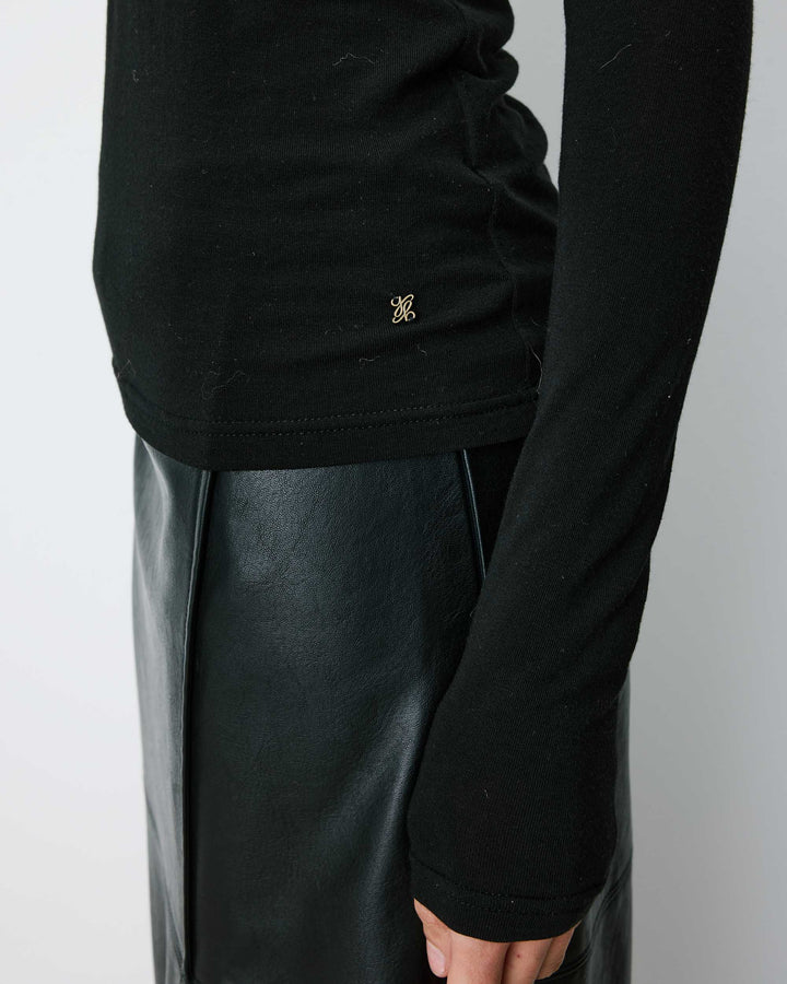Second-skin crew-neck top noir Alkias