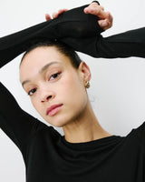 Second-skin crew-neck top noir Alkias