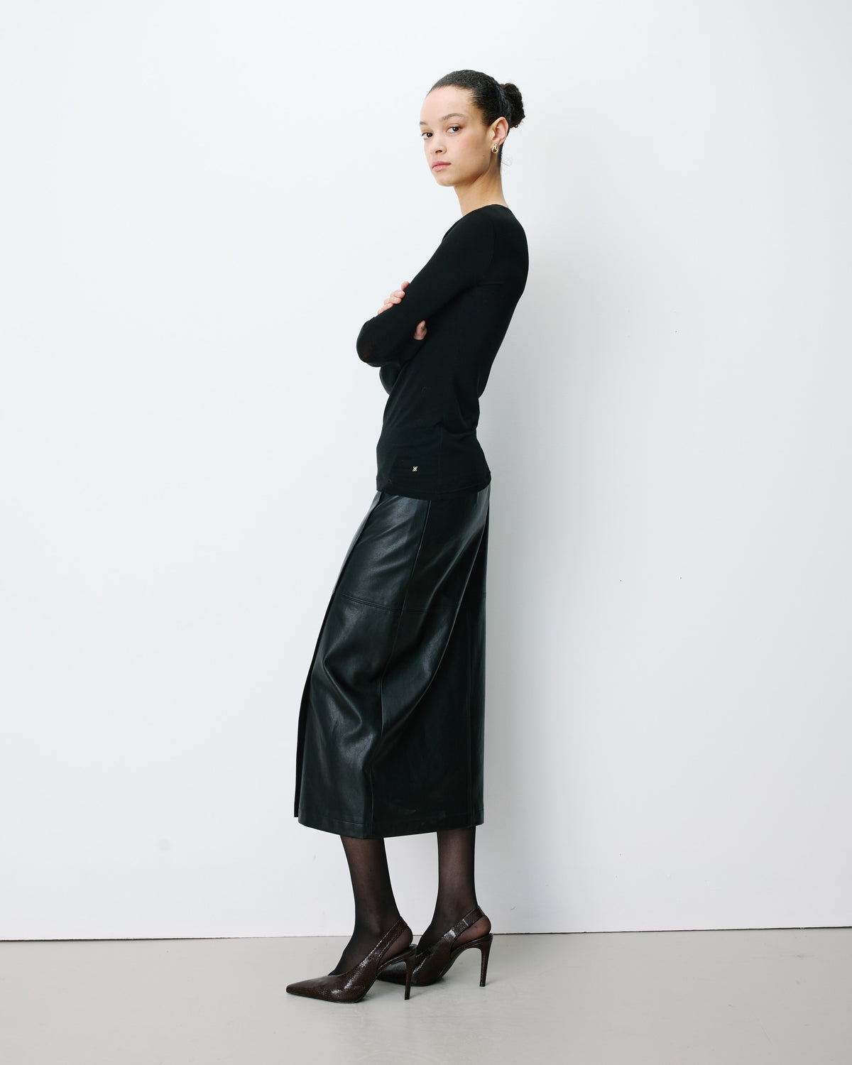 Second-skin crew-neck top noir Alkias
