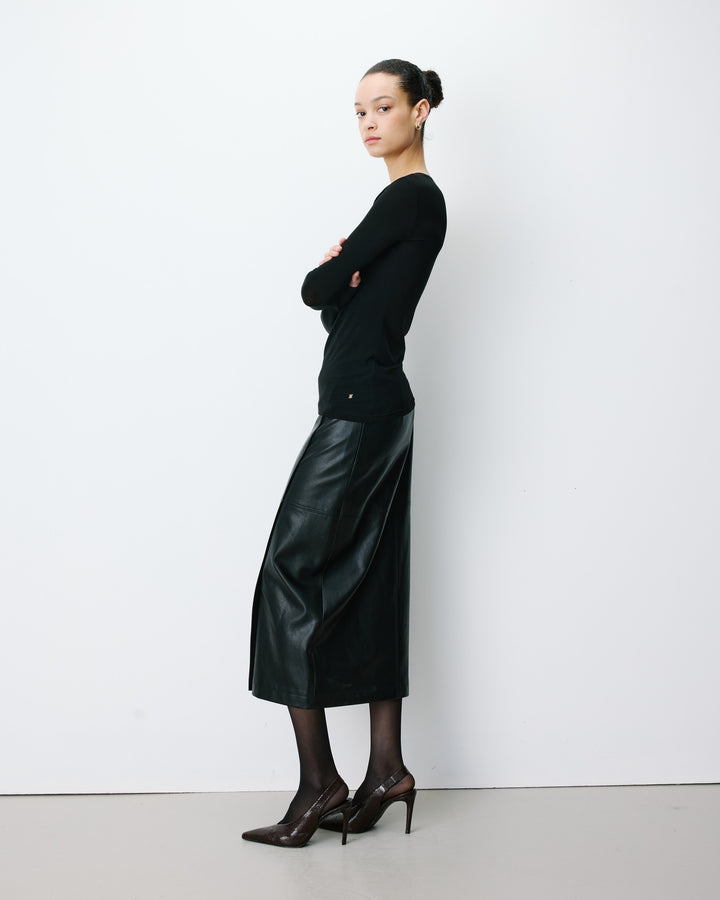 Second-skin crew-neck top noir Alkias