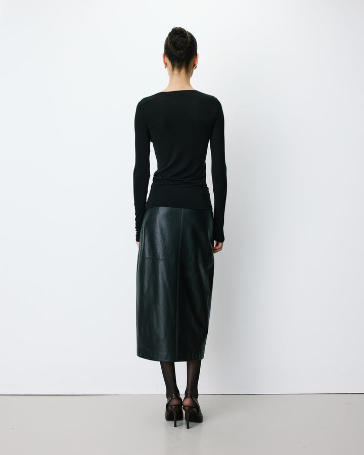 Second-skin crew-neck top noir Alkias