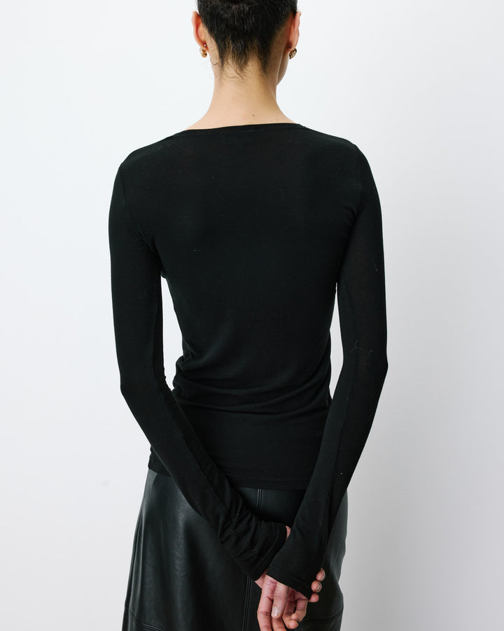 Second-skin crew-neck top noir Alkias