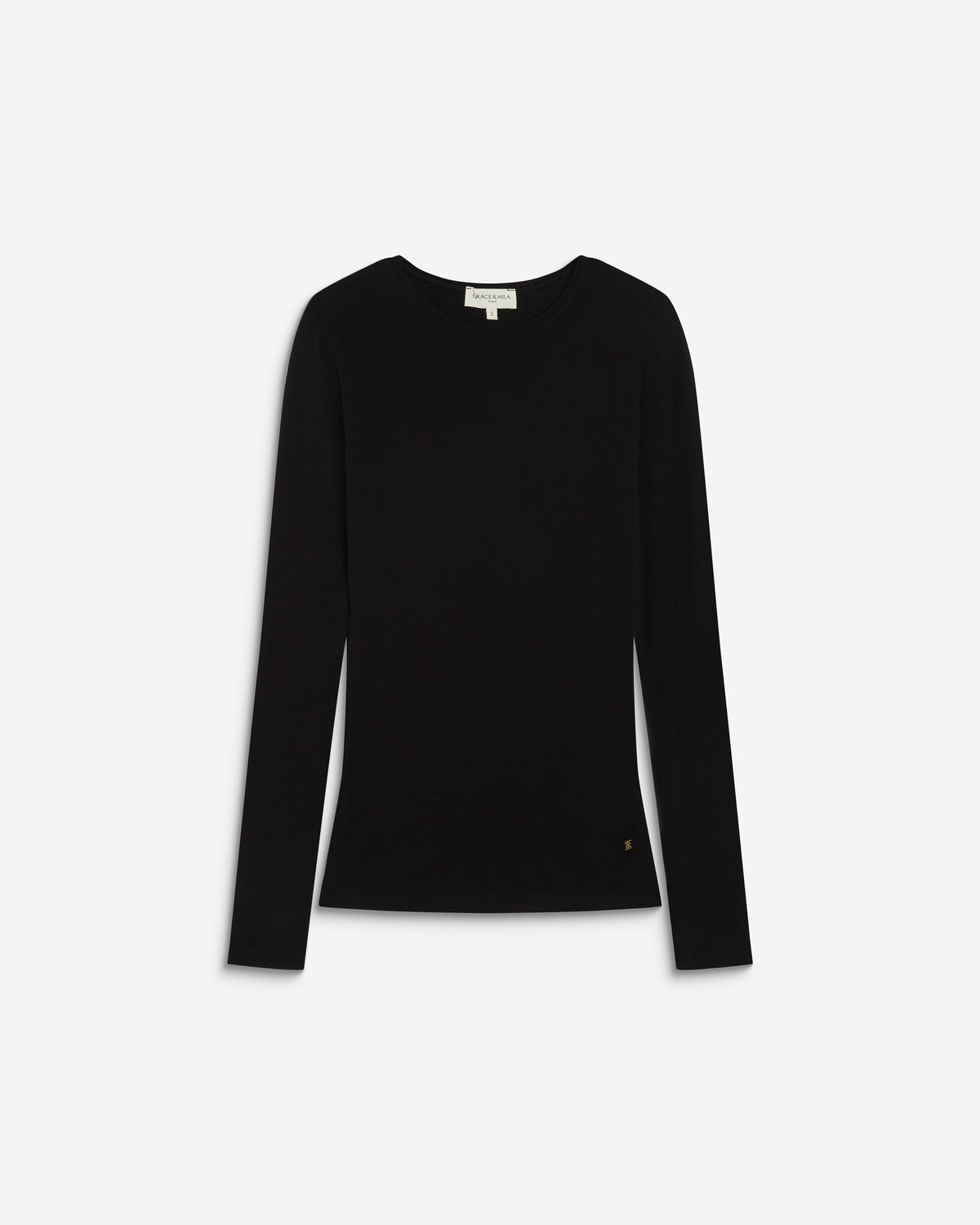 Second-skin crew-neck top noir Alkias