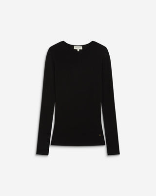 Second-skin crew-neck top noir Alkias