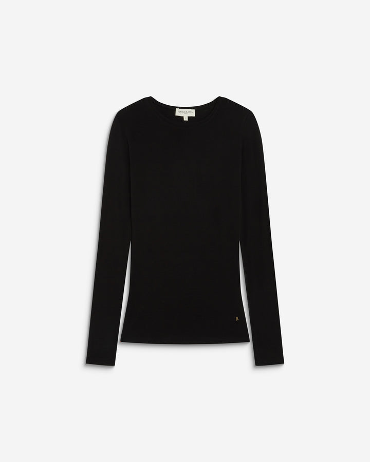 Second-skin crew-neck top noir Alkias