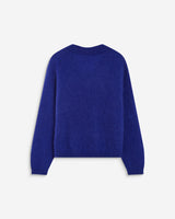 Pull large doux en mohair mélangé col V cobalt Adorable