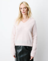 Pull large doux en mohair mélangé col V nude Adorable