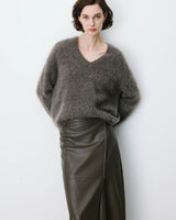 Relaxed soft-touch V-neck sweater taupe Adorable