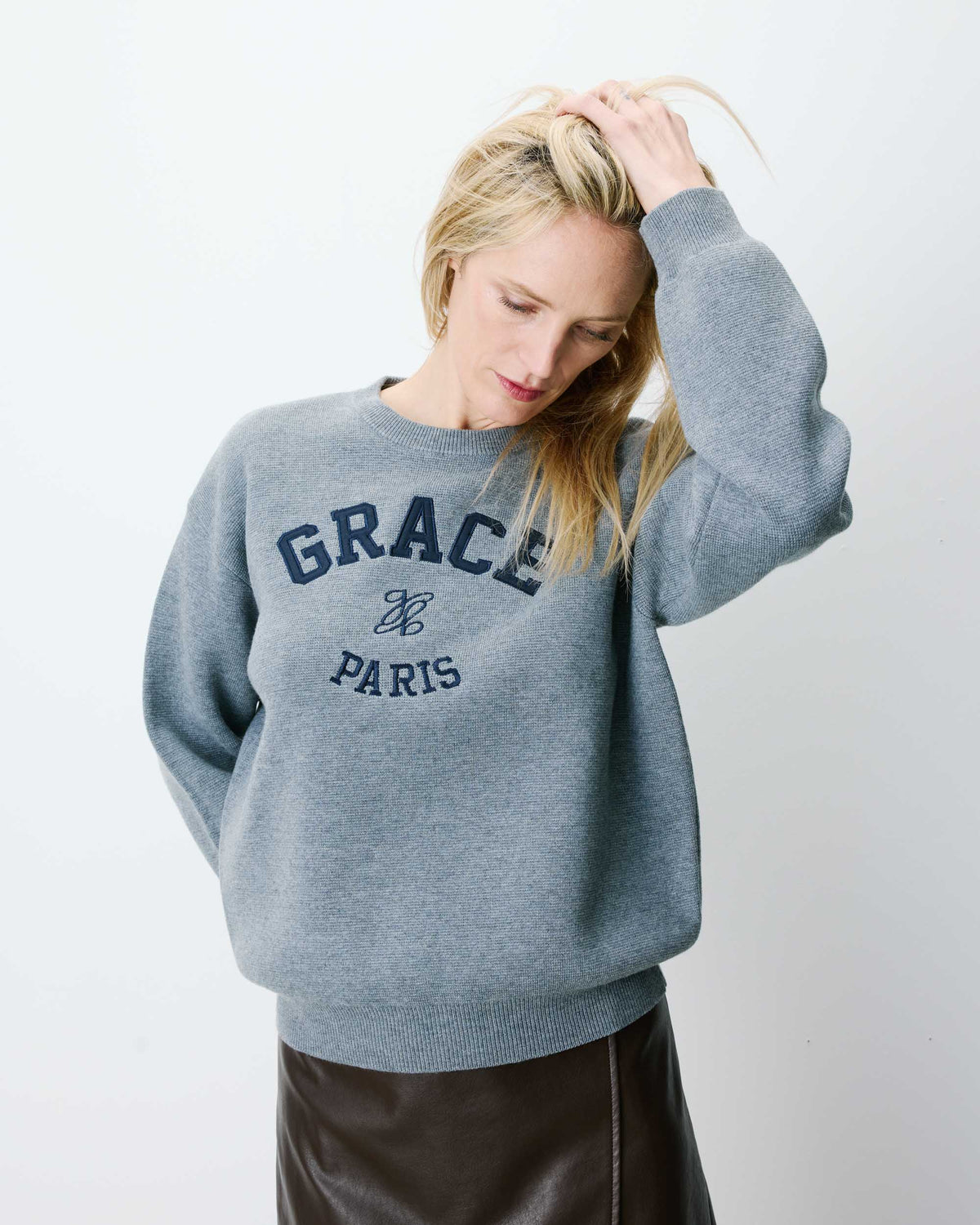 Embroidered varsity logo sweatshirt gris Ashford