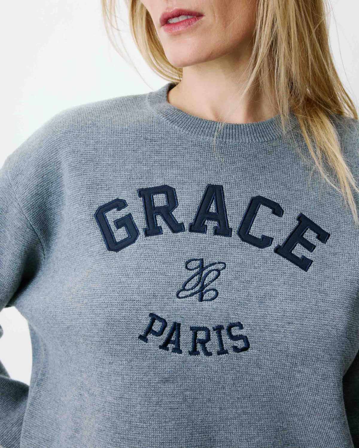 Embroidered varsity logo sweatshirt gris Ashford