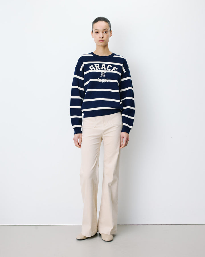 Embroidered varsity logo sweatshirt marine Ashford