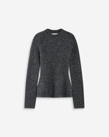 Pull peplum en maille côtelée col cheminée anthracite Alvar