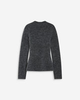 Pull peplum en maille côtelée col cheminée anthracite Alvar