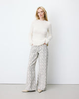 Pull peplum en maille côtelée col cheminée ecru Alvar