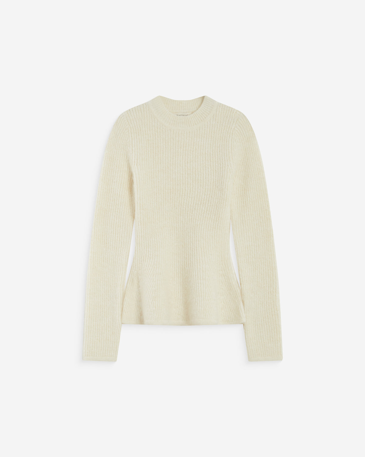Pull peplum en maille côtelée col cheminée ecru Alvar