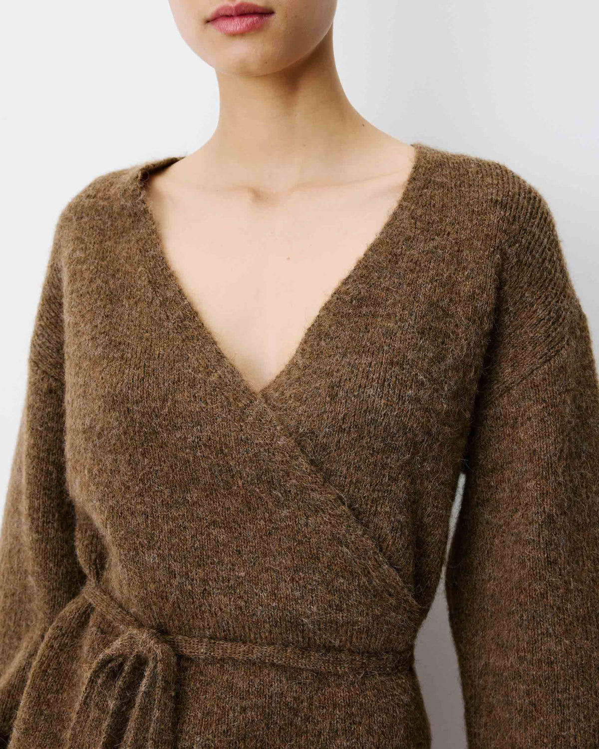 Wrap knit cardigan chocolat Anior