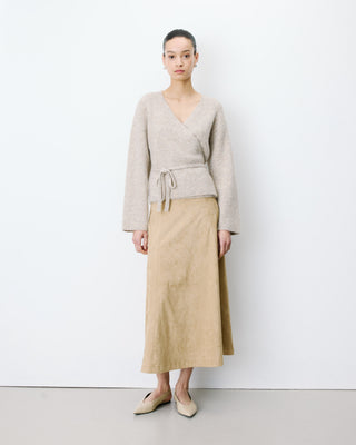 Cardigan cache-cœur nouable en maille grege Anior