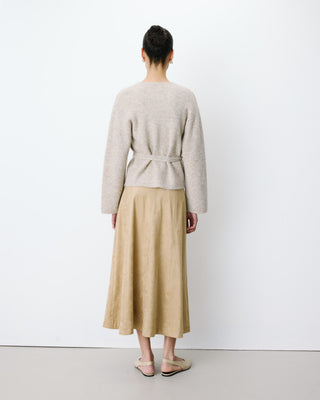 Cardigan cache-cœur nouable en maille grege Anior