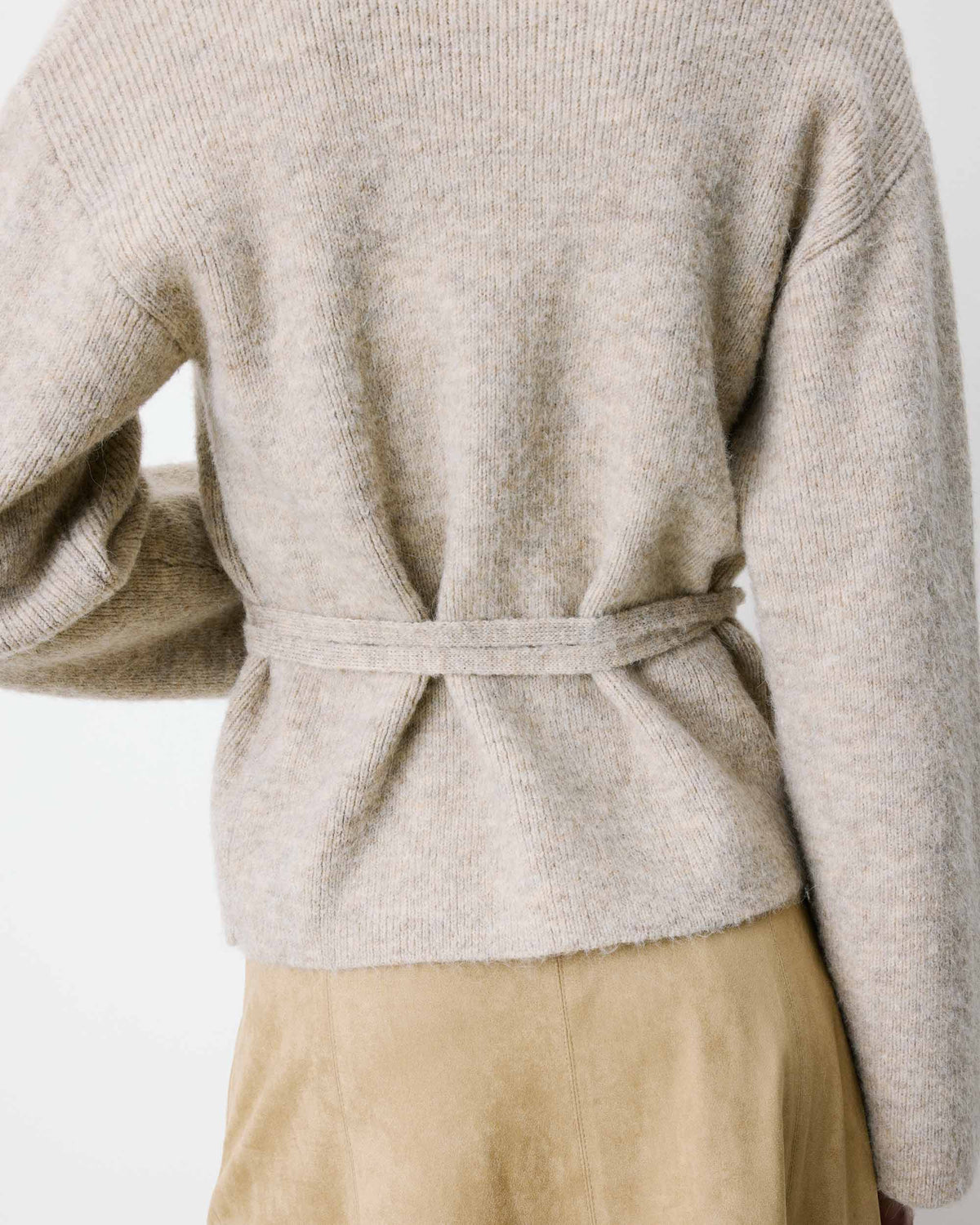 Cardigan cache-cœur nouable en maille grege Anior