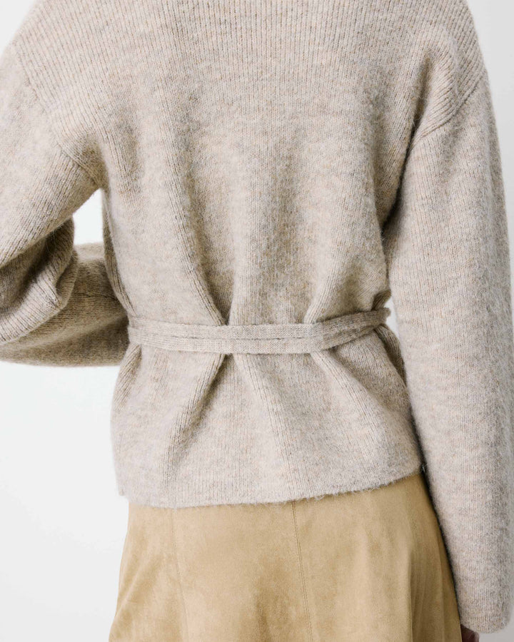 Cardigan cache-cœur nouable en maille grege Anior