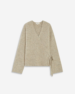 Cardigan cache-cœur nouable en maille grege Anior