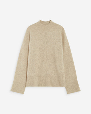 Pull large en maille jersey col montant sable Adelice