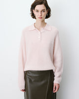Textured knit polo sweater nude Alevan