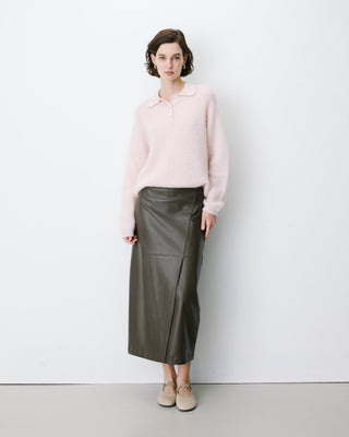 Textured knit polo sweater nude Alevan