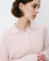 Textured knit polo sweater nude Alevan