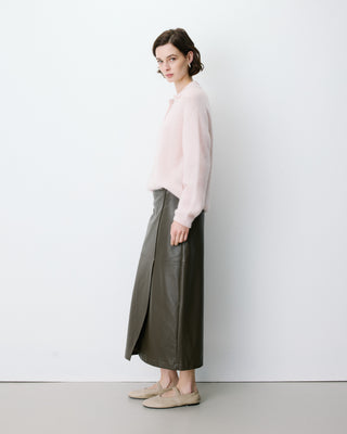 Textured knit polo sweater nude Alevan