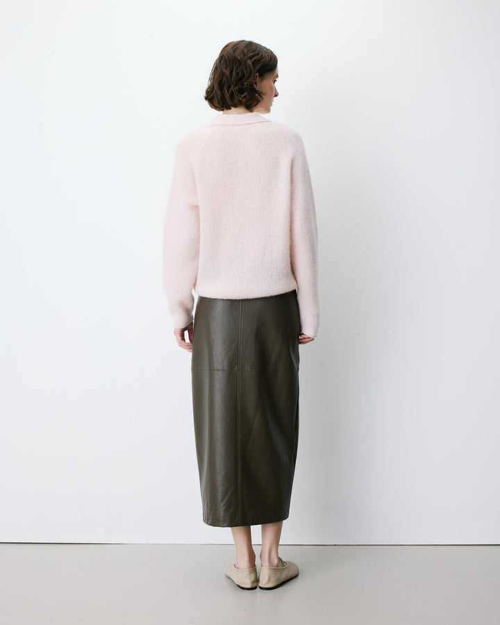 Textured knit polo sweater nude Alevan