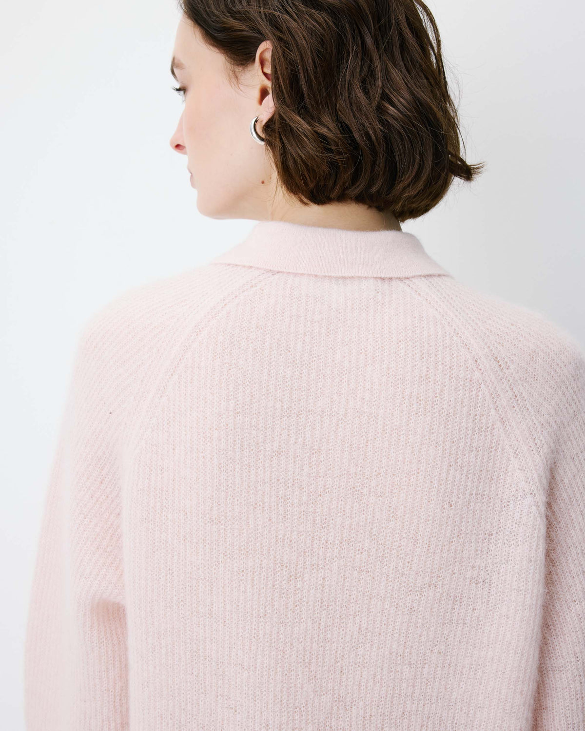 Textured knit polo sweater nude Alevan