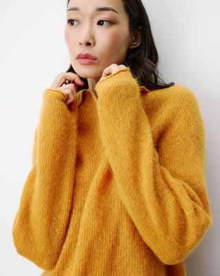 Pull polo en maille texturée boutonné ocre Alevan