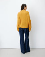 Pull polo en maille texturée boutonné ocre Alevan