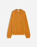 Pull polo en maille texturée boutonné ocre Alevan