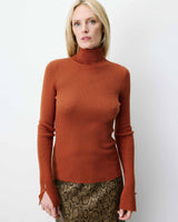 Pull col roulé ajusté en maille fine coffee Alfred