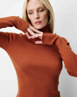 Pull col roulé ajusté en maille fine coffee Alfred