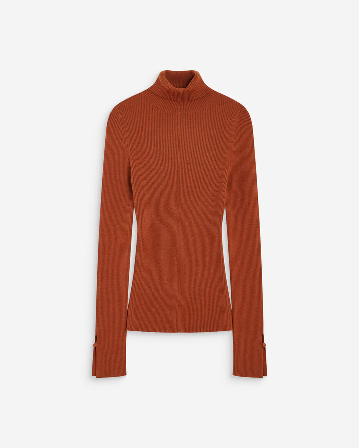 Pull col roulé ajusté en maille fine coffee Alfred