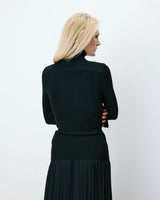 Pull col roulé ajusté en maille fine noir Alfred