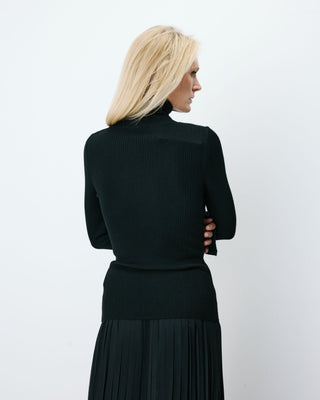 Pull col roulé ajusté en maille fine noir Alfred
