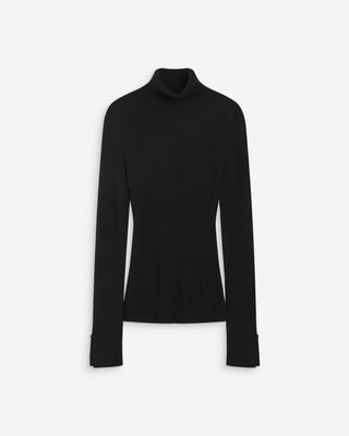 Pull col roulé ajusté en maille fine noir Alfred