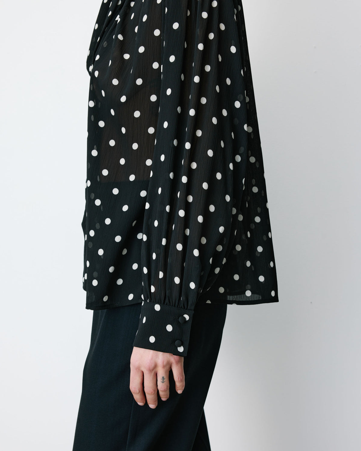 Blouse col lavallière manches longues pois Angelica