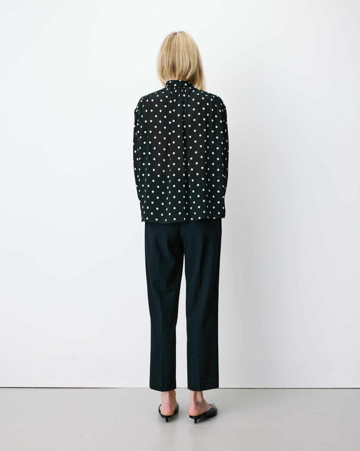 Blouse col lavallière manches longues pois Angelica