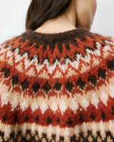Cardigan en maille jacquard boutonné chocolat Alekio