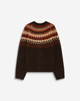 Cardigan en maille jacquard boutonné chocolat Alekio