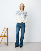 Cárdigan de punto jacquard ivoire Alekio