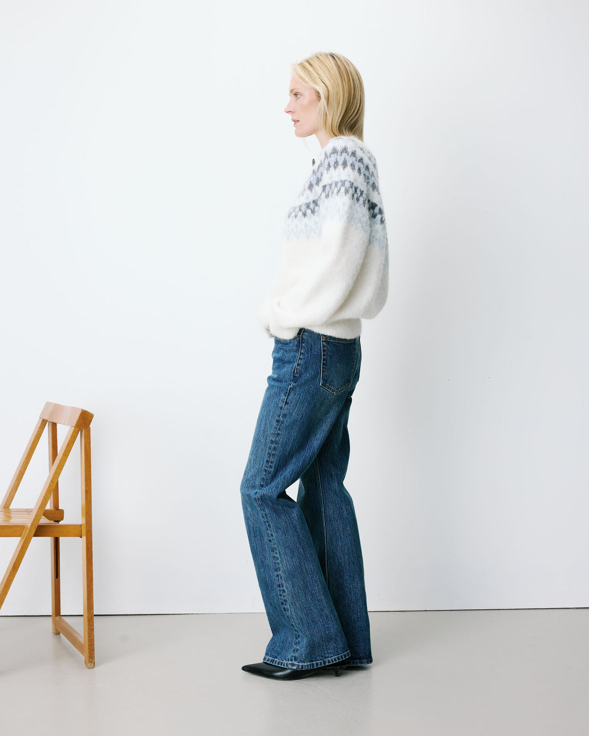 Cárdigan de punto jacquard ivoire Alekio